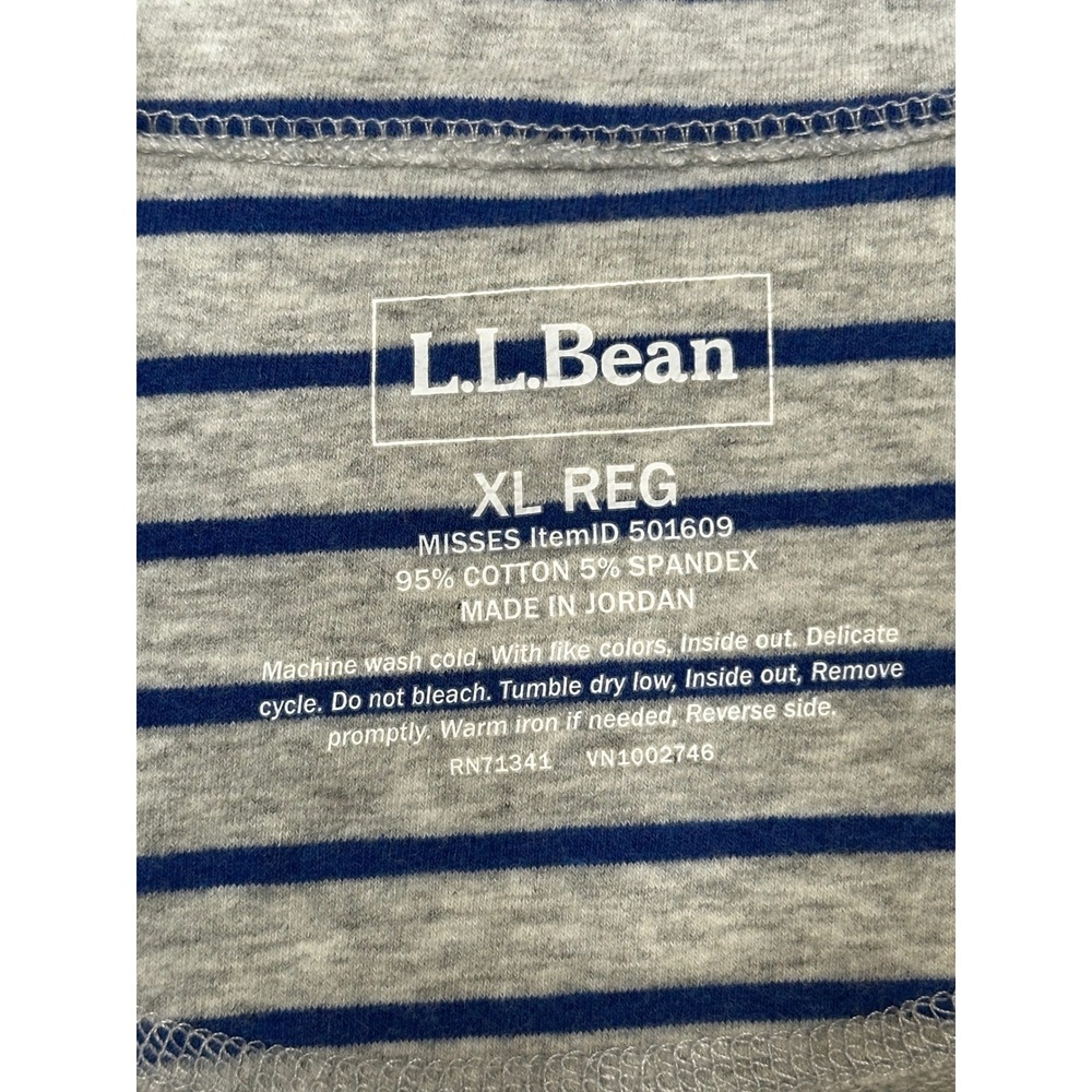 L.L. Bean Gray Blue Striped Full Zip Jacket Sweatshirt Mock Neck XL Regular - Picture 7 of 8